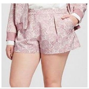 NWOT *Plus* Victoria Beckham Pink Paisley Shorts